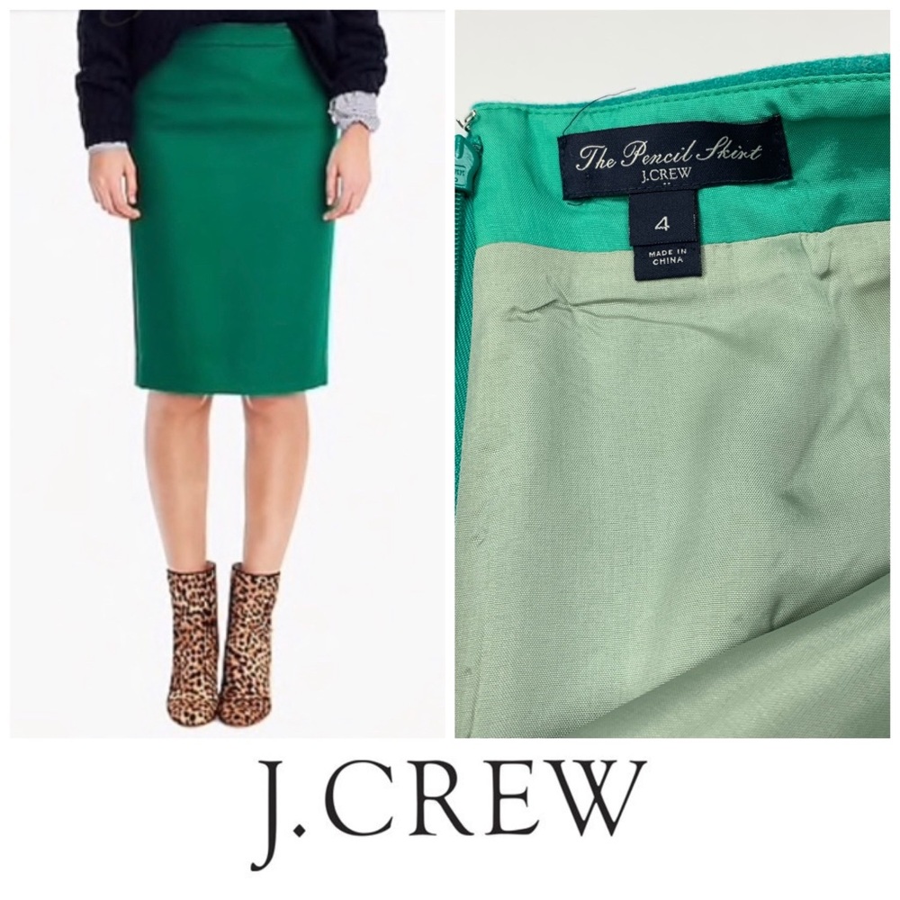 J. Crew Wool The ✏️ Pencil Skirt Kelly Green